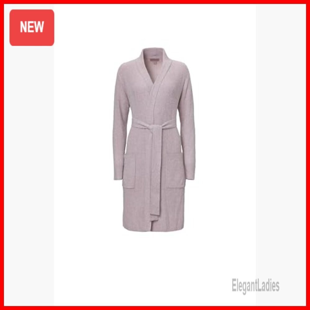 Super Soft Ribbed Robe with Shawl Collar and Pockets - Picture 3 of 3